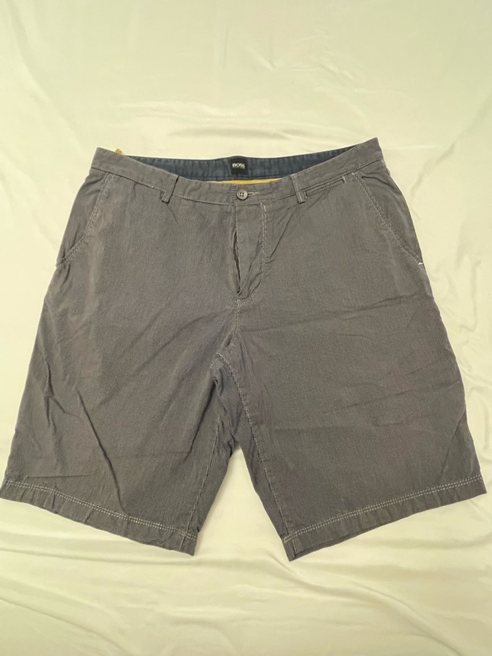 Boss Men's Gray Flat-Front Cotton Blend Shorts